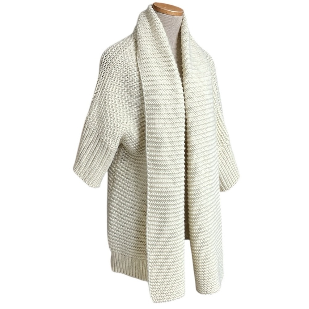 HOTEL PARTICULIER Cardigan Sweater Open Front Collar Cream Oversized Size Medium